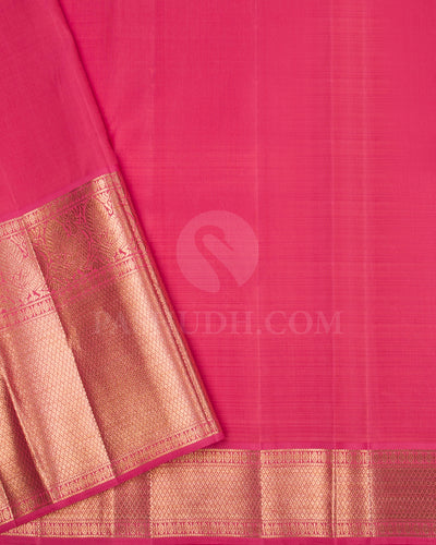 Silver Gold And Taffy Pink Organza Kanjivaram Silk Saree -S1255(A)