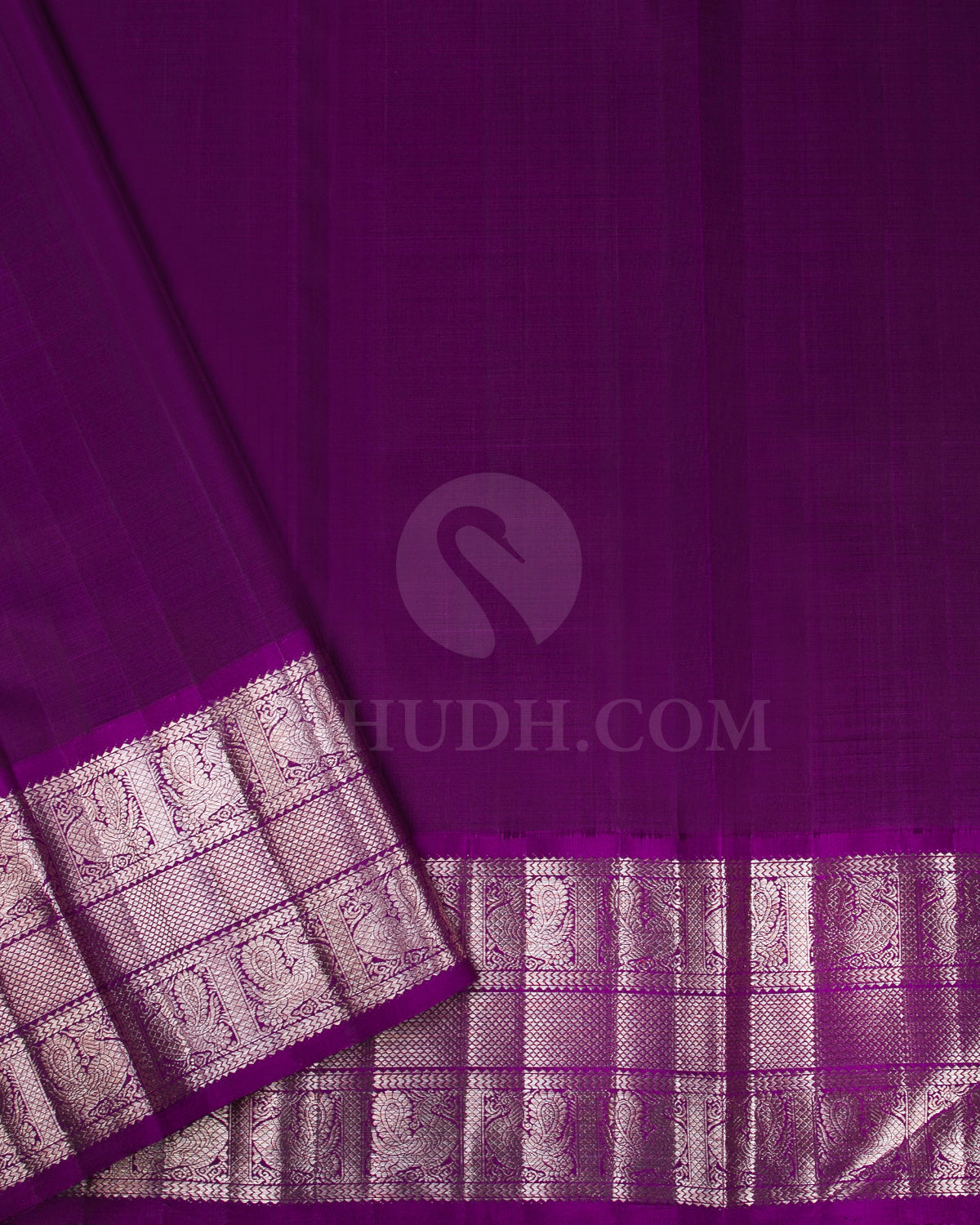 Cream And Violet Organza Kanjivaram Silk Saree - S1235(A)