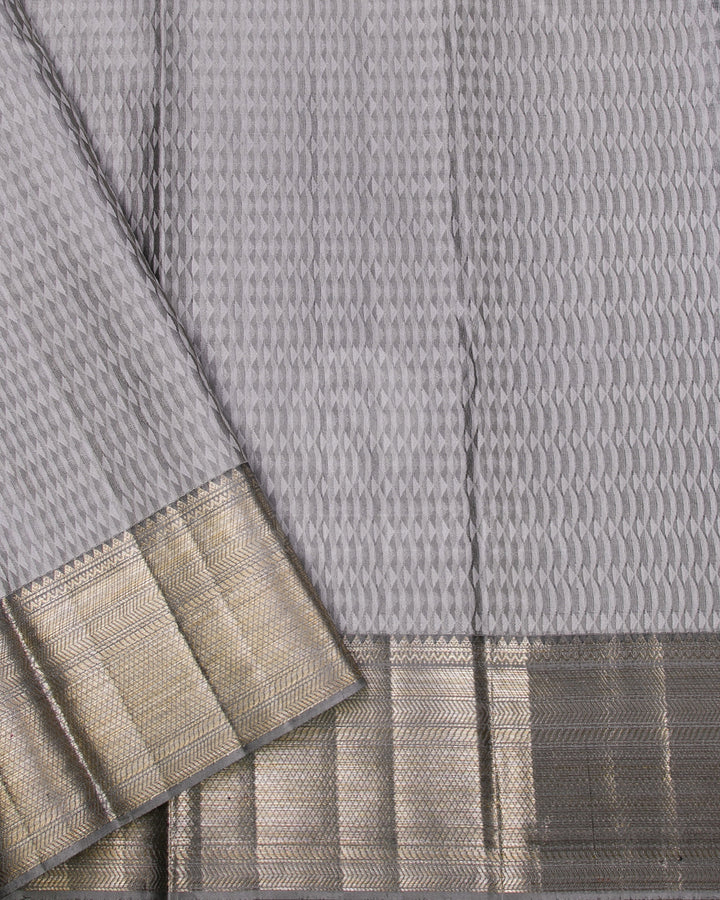 Grey And Black Kanjivaram Silk Saree - D547(C)