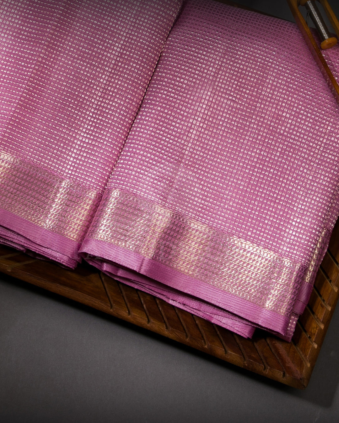 Pink Pure Silk Dhoti and Angavastra - V6