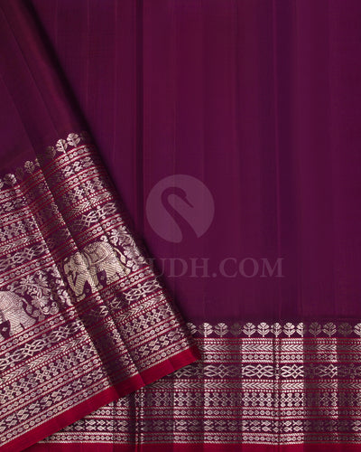 Rose Pink And Arakku Kanjivaram Silk Saree - S1237(A)