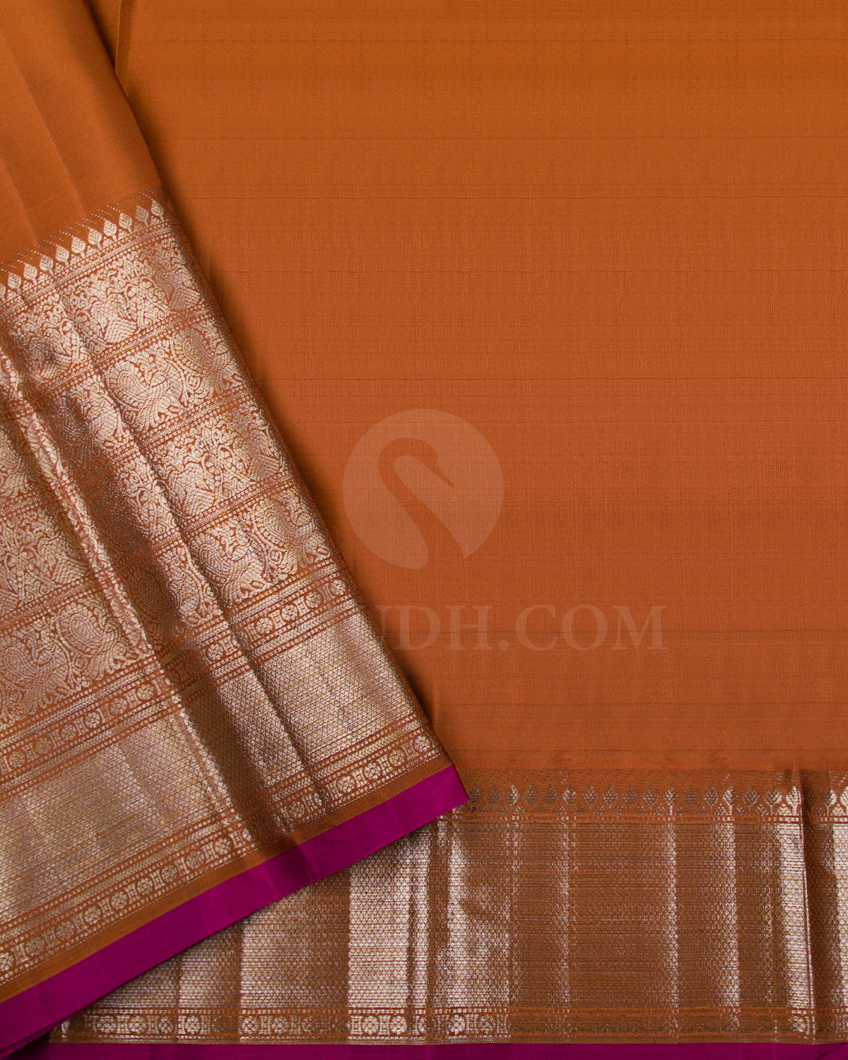 Black And Rust Orange Kanjivaram Silk Saree  - D569(A)