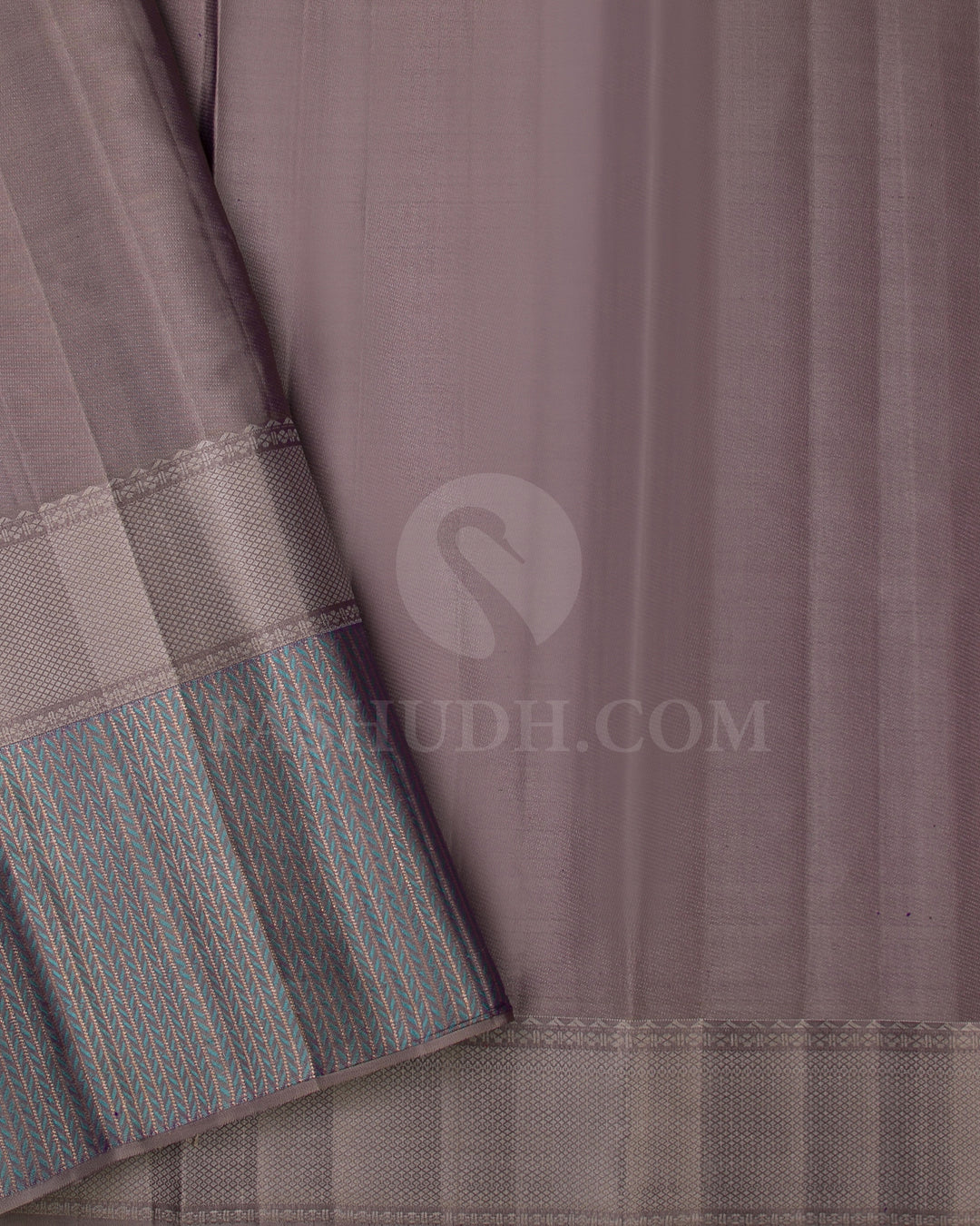 Deep Aubergine And Khaki Kanjivaram Silk Saree - D576(A)