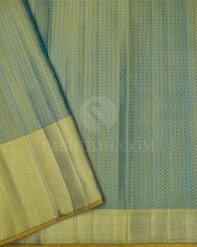 Teal and Light Green Kanjivaram Silk Saree - D528(C)