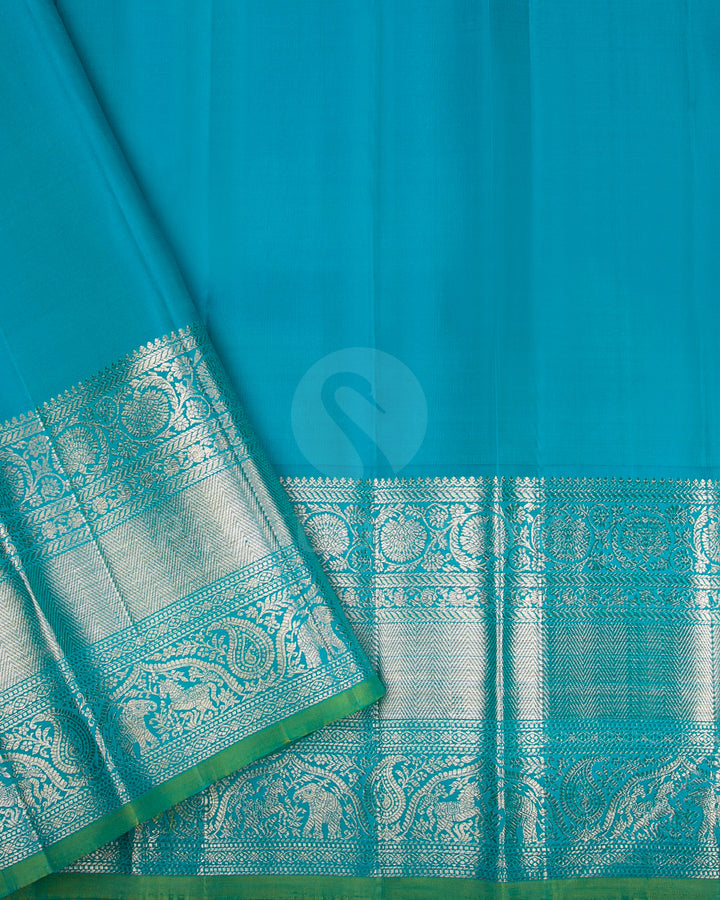 Deep Violet And Anandha Blue Kanjivaram Silk Saree - S1249(A)