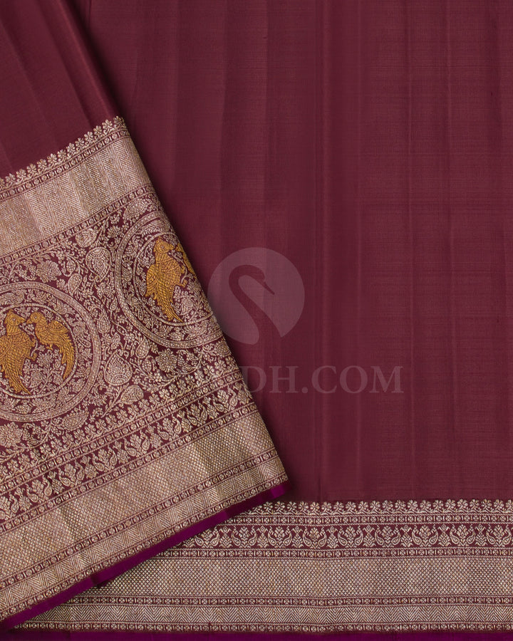 Peach and Brown Kanjivaram Silk Saree - S1215(B)