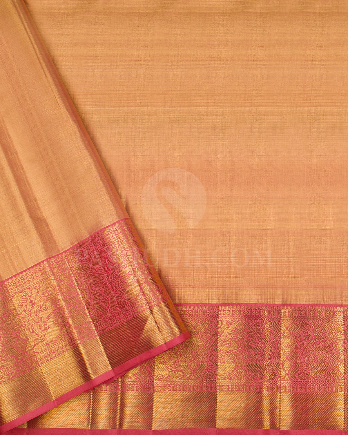 Gold And Watermelon Pink Organza Kanjivaram Silk Saree - S1169(B)