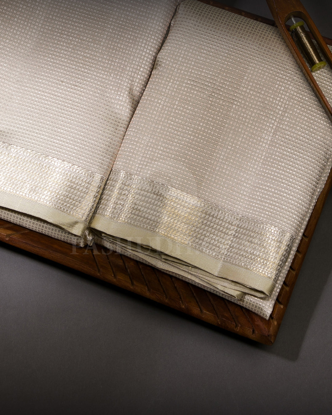 Cream Pure Kanjivaram Silk Dhoti and Angavastra - V8