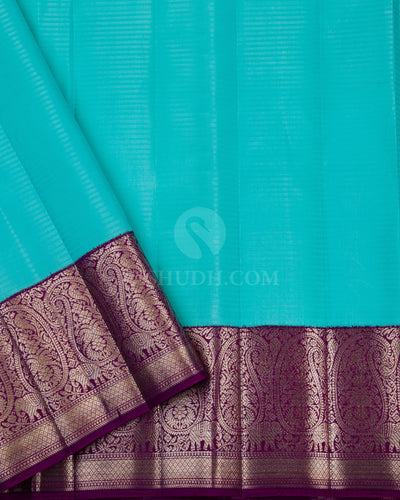 Violet Kanjivaram Silk Saree - S801 -View 3