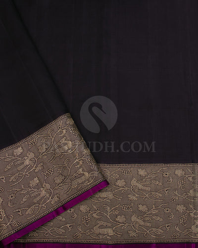 Sky Blue and Aubergine Kanjivaram Silk Saree - S1200(A)