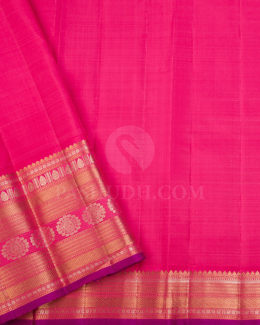 Mehendi Green And Fuchsia Pink Kanjivaram Silk Saree - S1193(B)