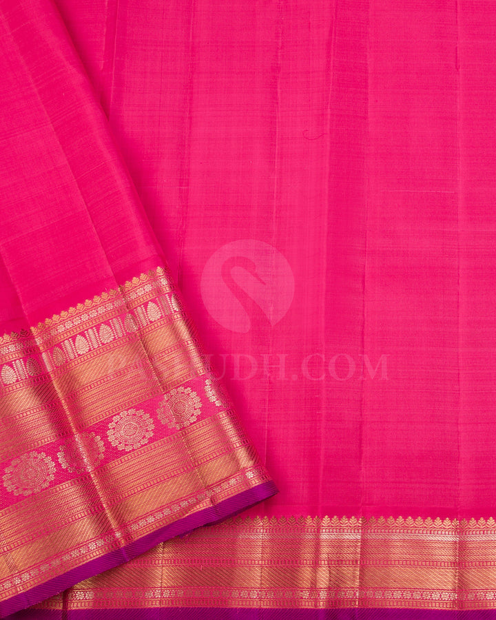 Mehendi Green And Fuchsia Pink Kanjivaram Silk Saree - S1193(B)