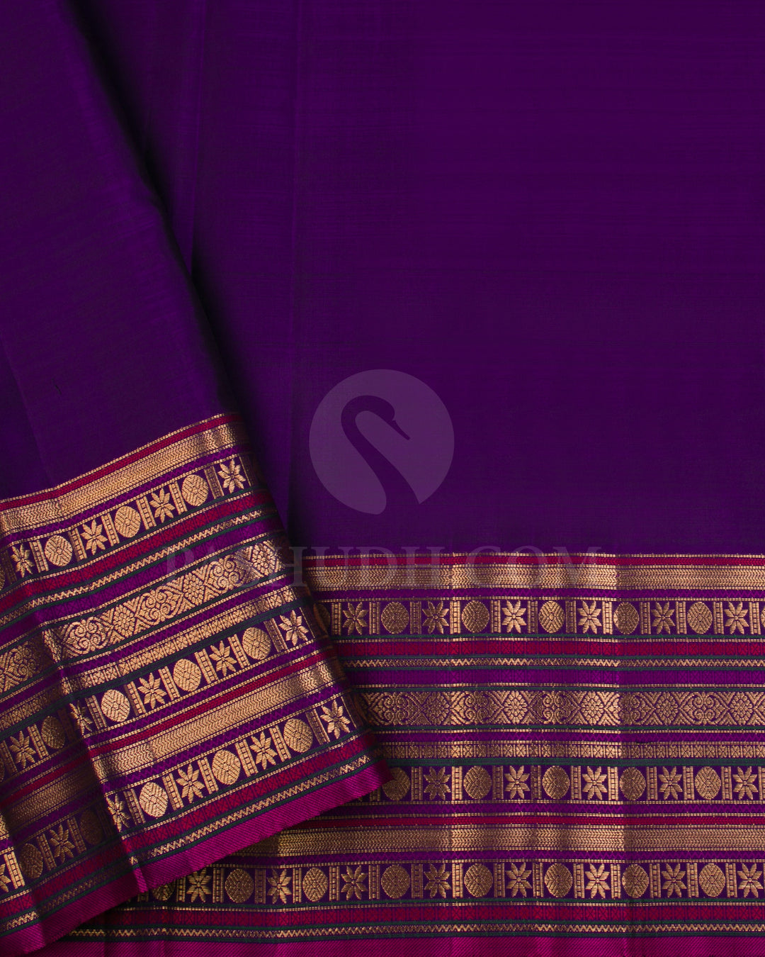 Peacock Green And Violet Kanjivaram Silk Saree - S1062(D)