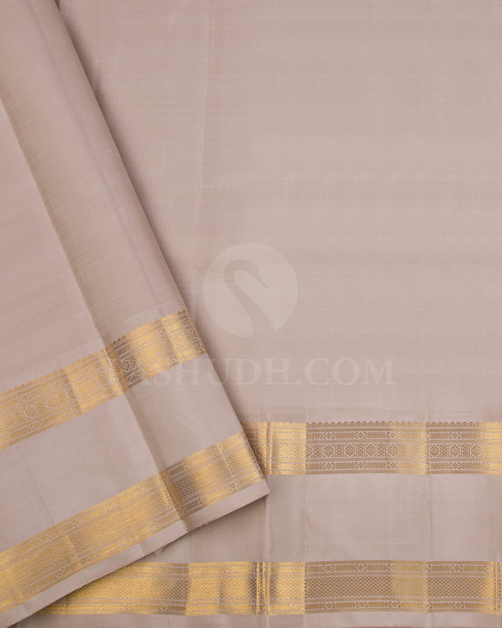 Violet And Cream Traditional Kanjivaram Silk Saree - SVJ27
