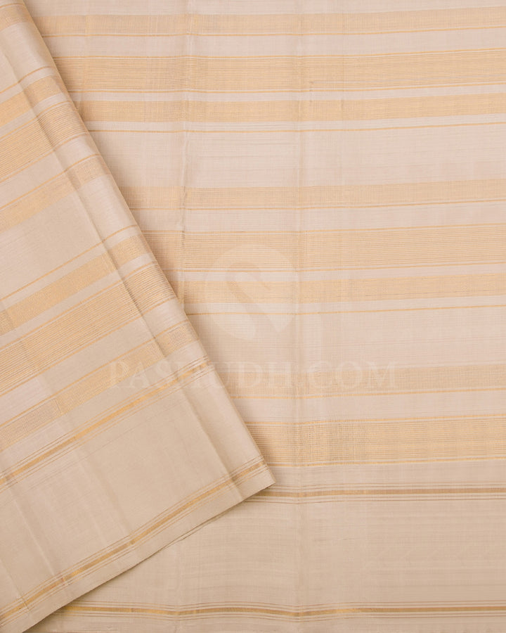 Purple, Red Shot Pink And Cream Traditional Kanjivaram Silk Saree - AK5