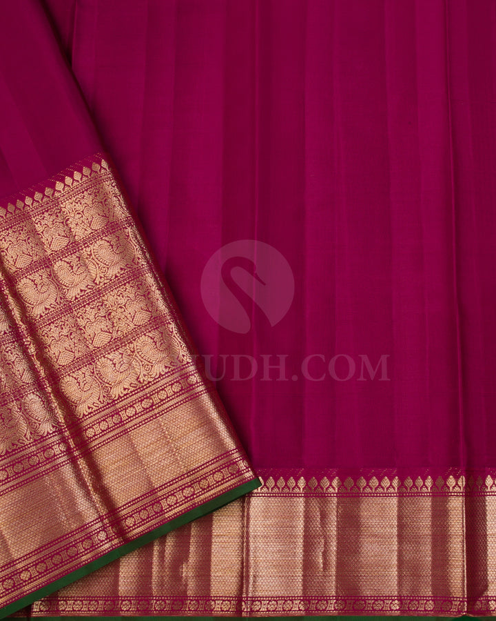 Peach And Maroon Kanjivaram Silk Saree - D569(B)