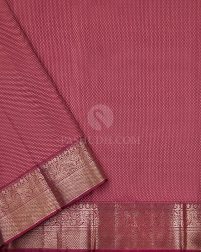 Peach Pink & Brown Kanjivaram Silk Saree - D448 - View 3