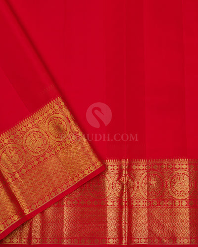 Bridal Red Pure Zari Kanjivaram Silk Saree - P117 - View 4