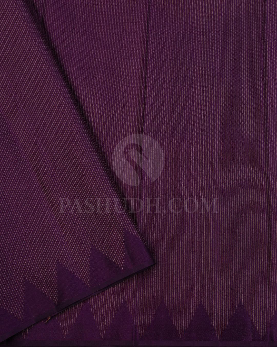 Mild Chocolate Brown And Purple Borderless Kanjivaram Silk Saree -D544(C)