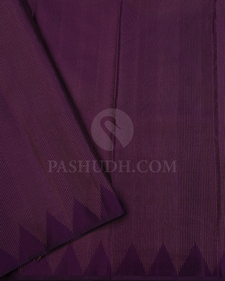 Mild Chocolate Brown And Purple Borderless Kanjivaram Silk Saree -D544(C)