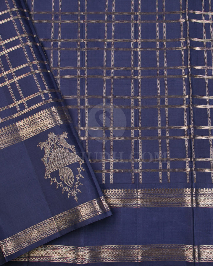 Elaichi Green and Dark Grey Traditional Kanjivaram Silk Saree - SVJ7