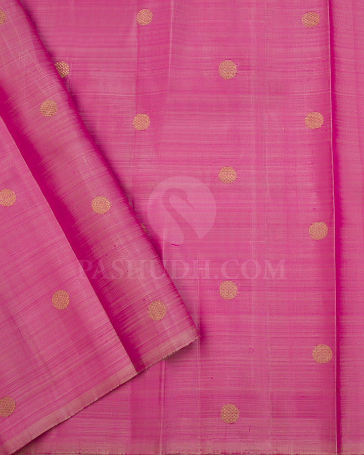 Almond and Pink Borderless Kanjivaram Silk Saree - K11