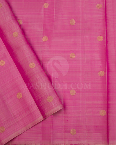 Almond and Pink Borderless Kanjivaram Silk Saree - K11