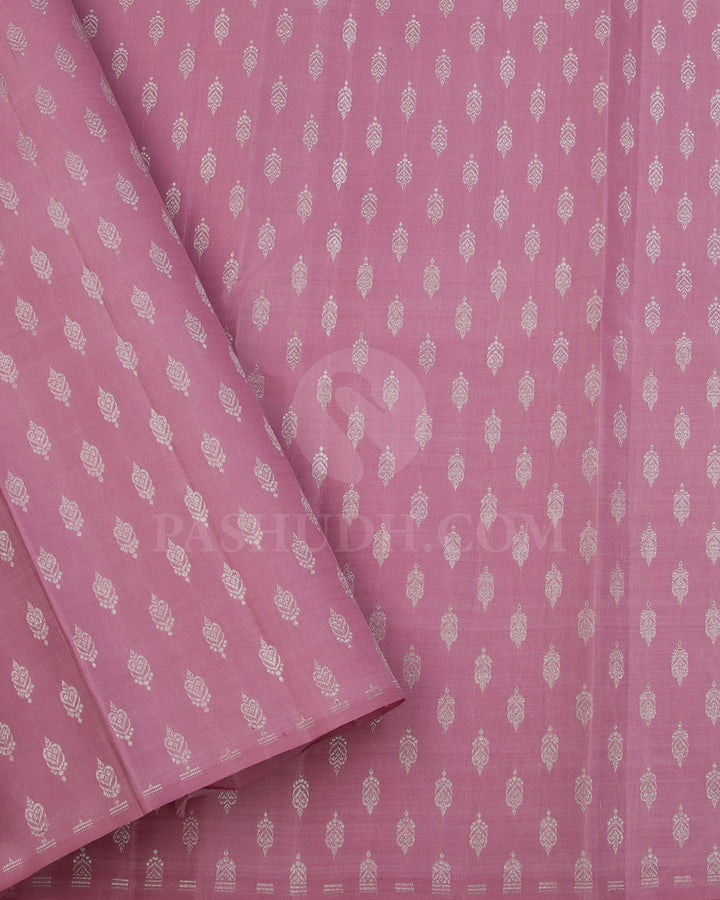 Navy Blue and Baby Pink Borderless Traditional Kanjivaram Silk Saree - SVJ30