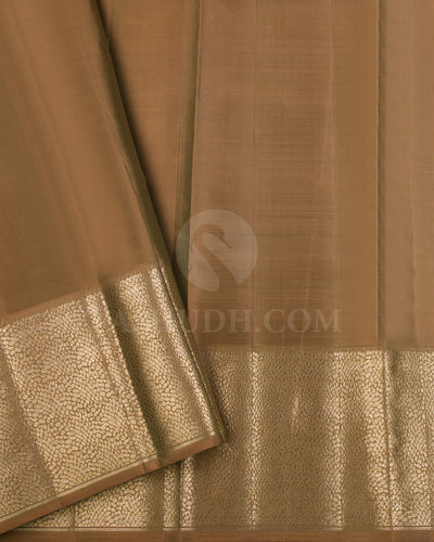 Beige And Pastel Brown Kanjivaram Silk Saree - DJ331(A)