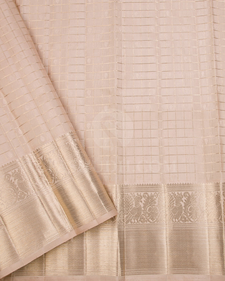 Lavender And Cream Traditional Kanjivaram Silk Sare - SVJ17