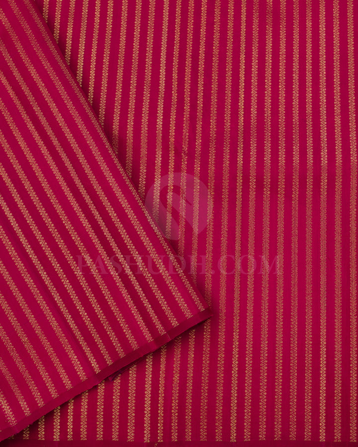 Dark Blue And Reddish Pink Borderless Kanjivaram Silk Saree - K7