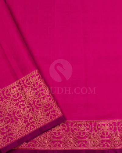 Turquoise Blue And Rani Pink Kanjivaram Silk Saree - S1266(A)