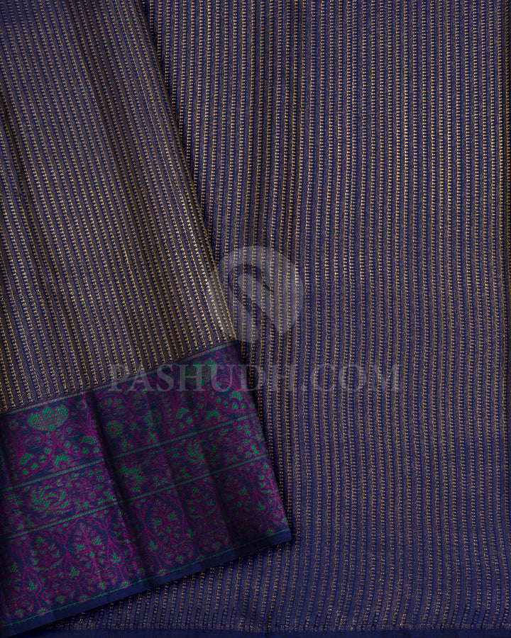 Navy Blue Kanjivaram Silk Saree-D681(B)