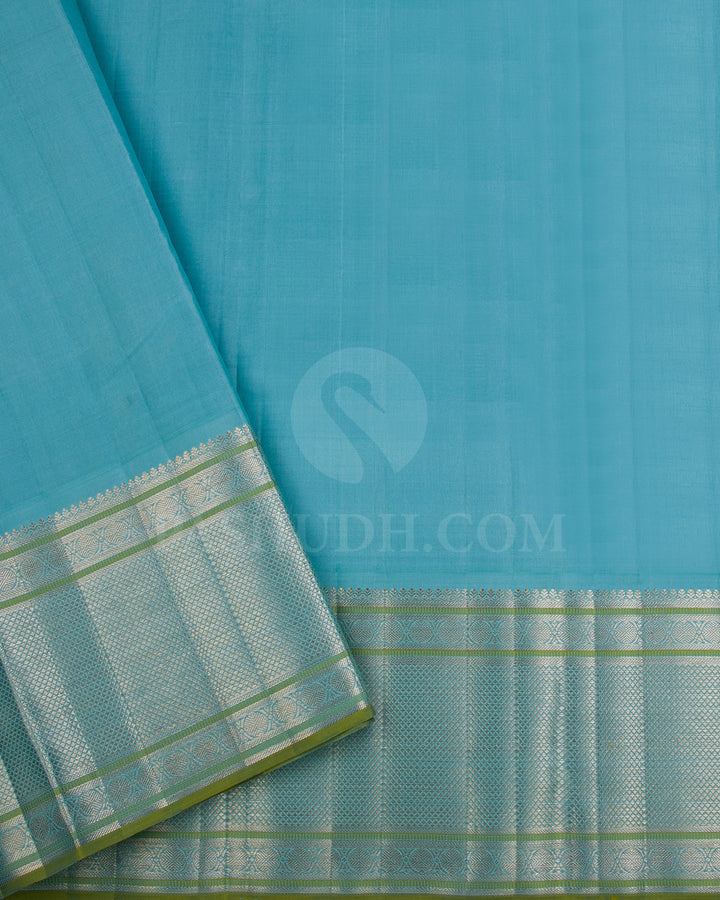 Powder Blue And Sky Blue Kanjivaram Silk Saree - S1016(E)