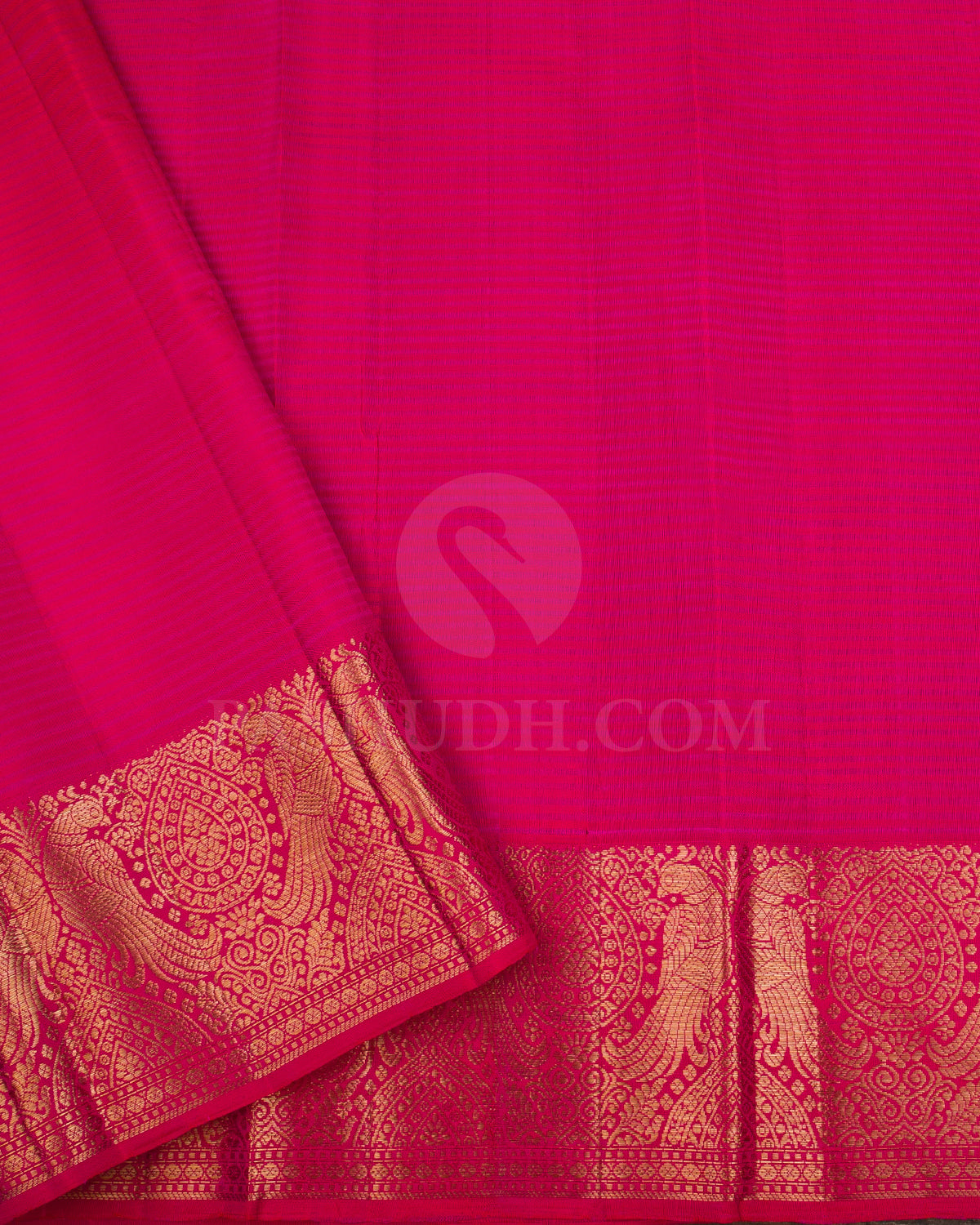 Beige And Bright Rani Pink Kanjivaram Silk Saree - S1207(A)