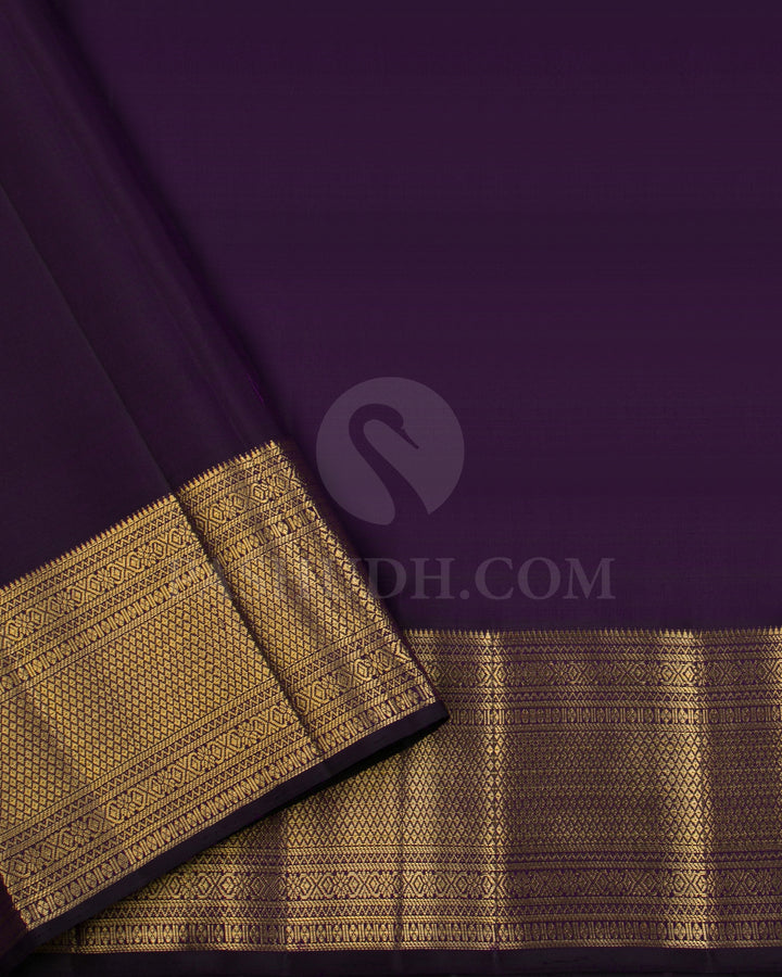 Deep Aubergine Traditional Kanjivaram Silk Saree - AK8