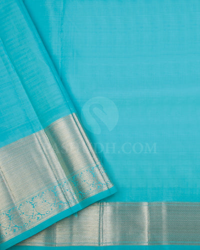 Aubergine And Sky Blue Traditional Kanjivaram Silk Saree - SVJ1