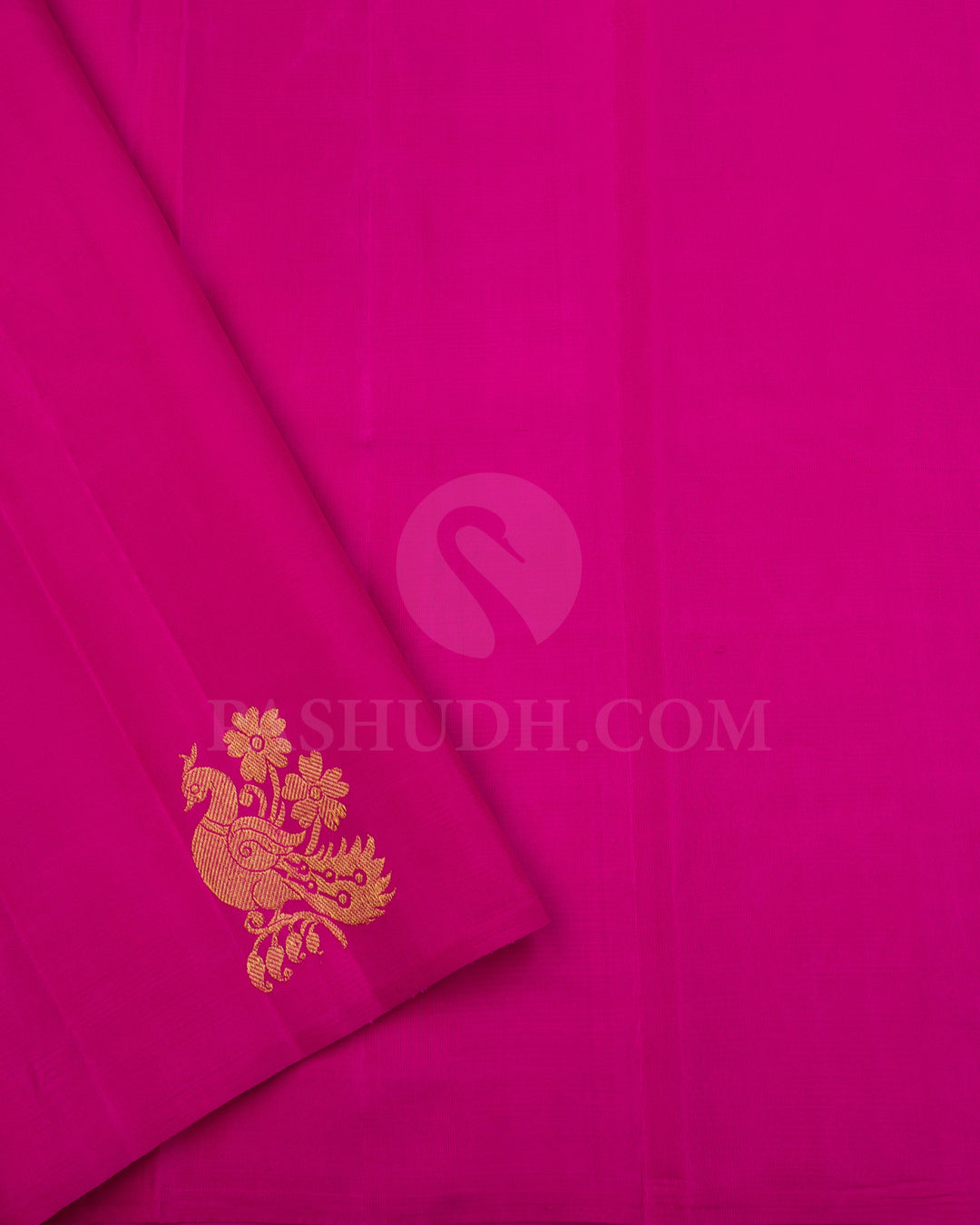 Pink and Blue Chequerd, Rani Pink Bordereless Traditional Kanjivaram Silk Saree - SVJ11