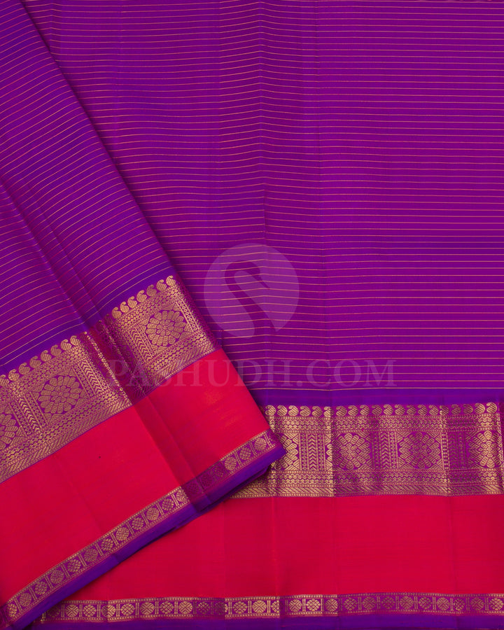 Rani Pink And Violet Traditional Kanjivaram Silk Sare - SVJ24