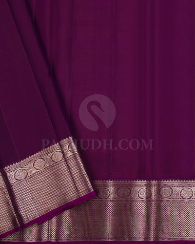 Turquoise Blue and Wine Kanjivaram Silk Saree - S1192(C)