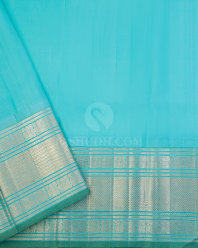 Peach and Sky Blue Kanjivaram Silk Saree - S895
