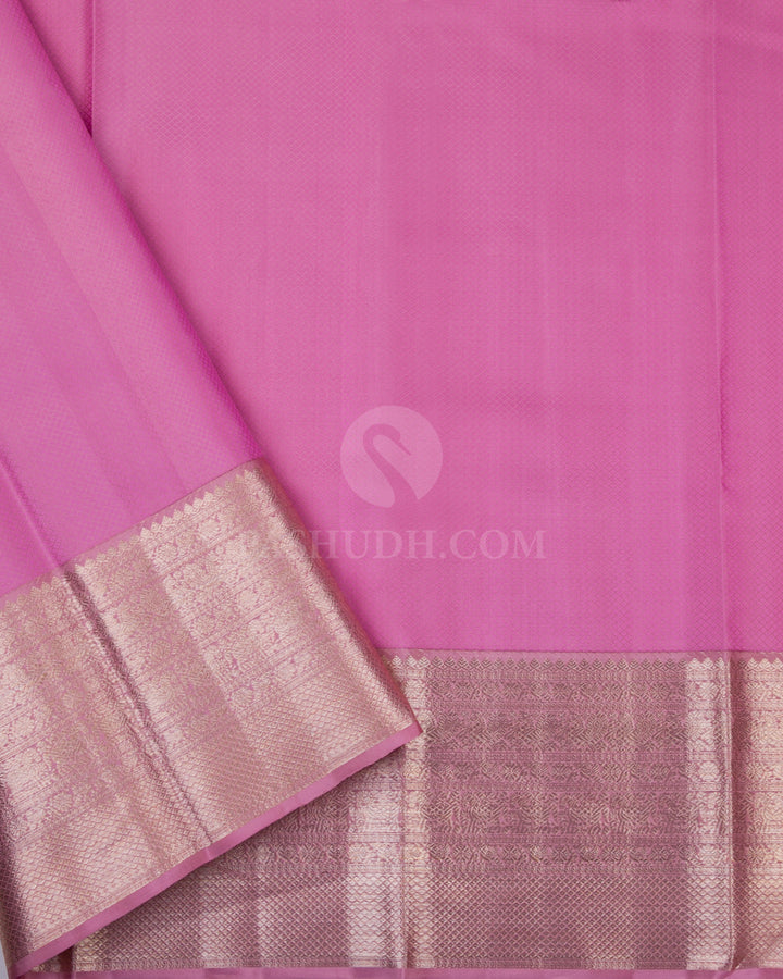 Deep Violet Baby Pink Kanjivaram Silk Saree - D451 - View 3