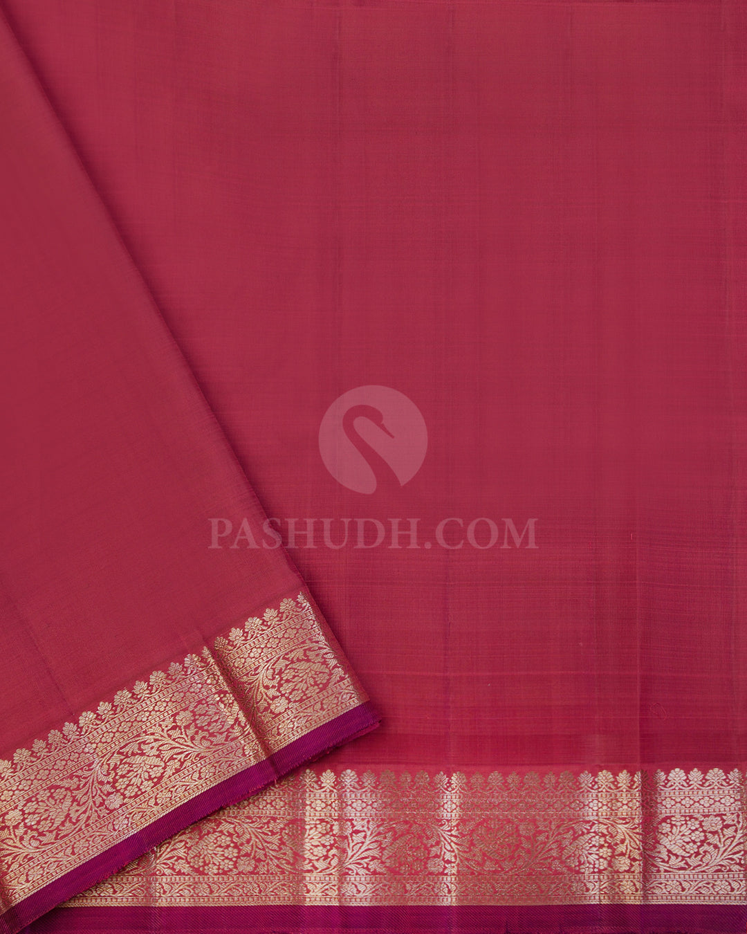 Salmon Pink and Maroon Kanjivaram Silk Saree - S919