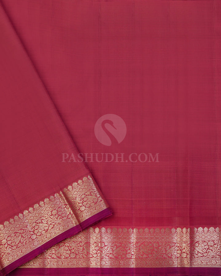 Salmon Pink and Maroon Kanjivaram Silk Saree - S919