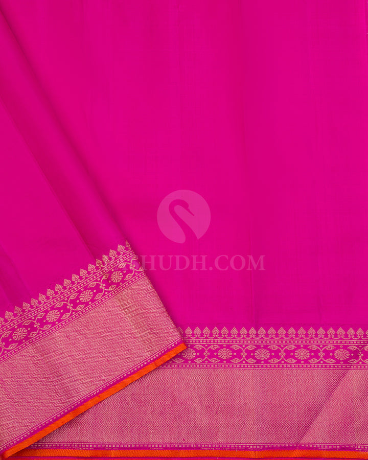 Ink Blue & Pink Kanjivaram Silk Saree - S917