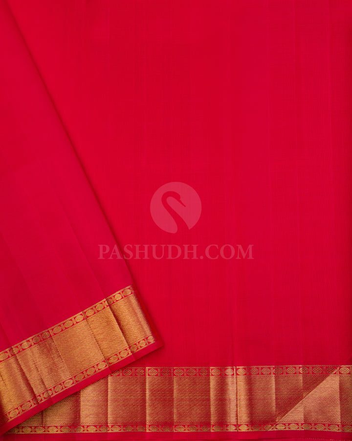 Navy Blue & Red Pure Zari Kanjivaram Silk Saree - P124