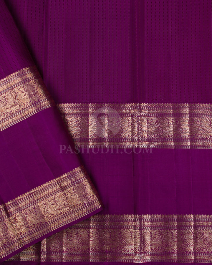 Light Pink And Violet Kanjivaram Silk Saree - D503(E) - View 2