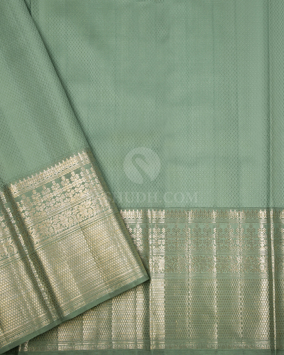 Forest Green & Sage Green Kanjivaram Silk Saree - D469