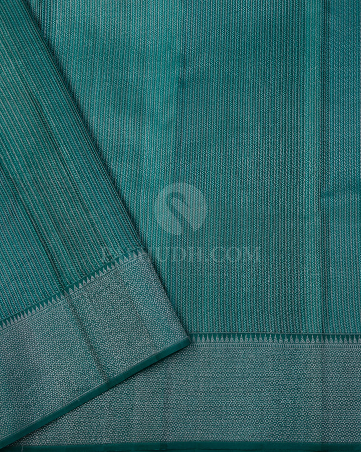 Sky Blue and Teal Green kanjivaram Silk Saree - DT243(A) - View 2