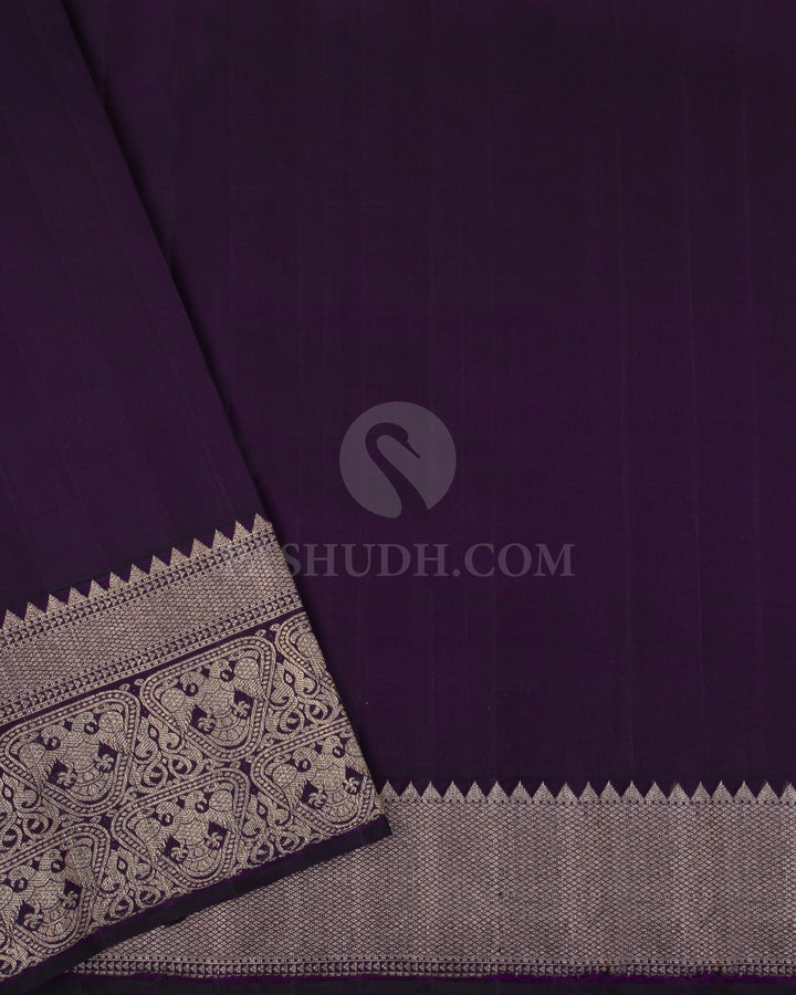 Sky Blue And Royal Purple Kanjivaram Silk Saree - S1019(C) - View 3